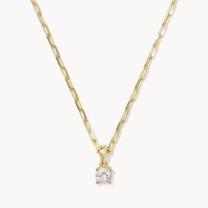 Kendra Scott Lexi Gold Short Pendant Necklace in White CZ